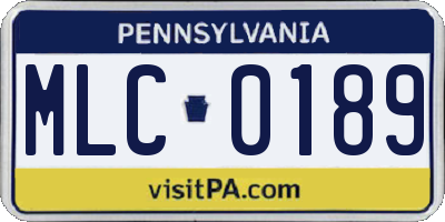 PA license plate MLC0189