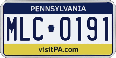PA license plate MLC0191