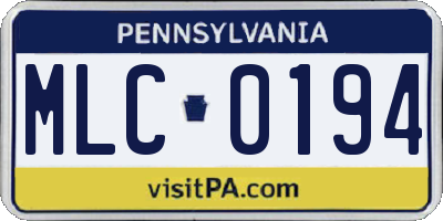 PA license plate MLC0194