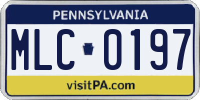 PA license plate MLC0197