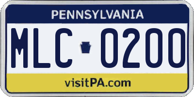 PA license plate MLC0200