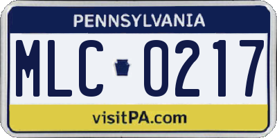 PA license plate MLC0217
