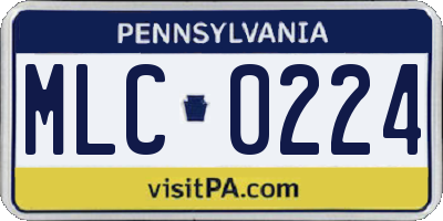 PA license plate MLC0224