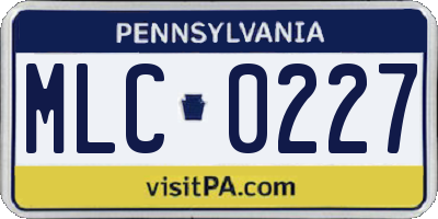 PA license plate MLC0227