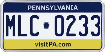 PA license plate MLC0233