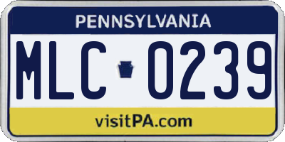 PA license plate MLC0239