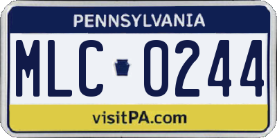 PA license plate MLC0244