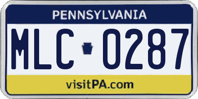 PA license plate MLC0287