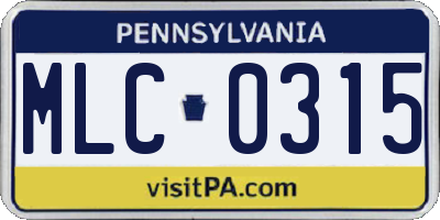 PA license plate MLC0315