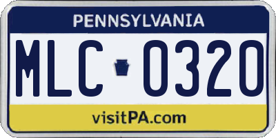 PA license plate MLC0320