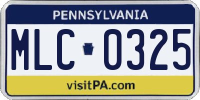 PA license plate MLC0325
