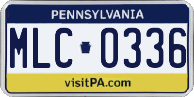 PA license plate MLC0336