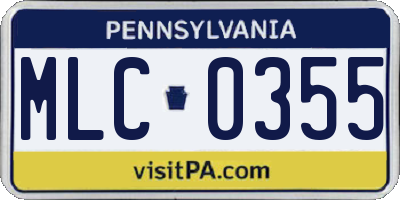 PA license plate MLC0355