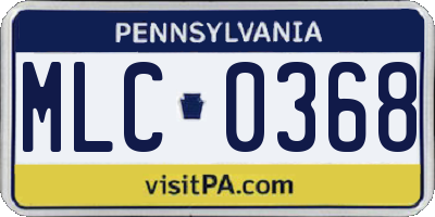 PA license plate MLC0368