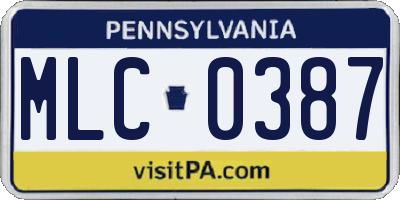 PA license plate MLC0387