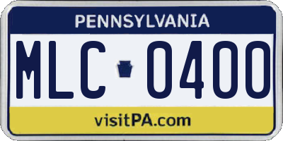 PA license plate MLC0400