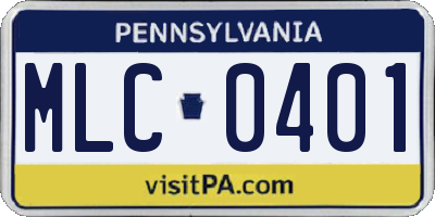 PA license plate MLC0401
