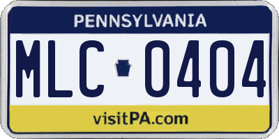 PA license plate MLC0404