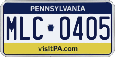 PA license plate MLC0405