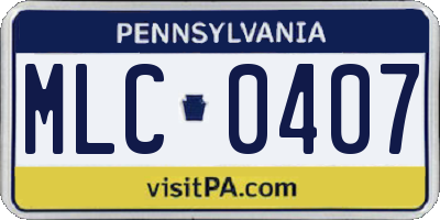 PA license plate MLC0407
