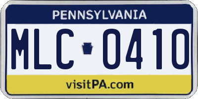 PA license plate MLC0410