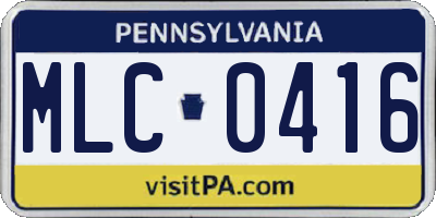PA license plate MLC0416