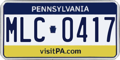 PA license plate MLC0417