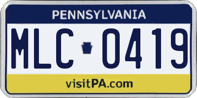 PA license plate MLC0419