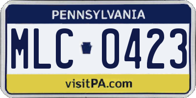PA license plate MLC0423