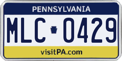 PA license plate MLC0429