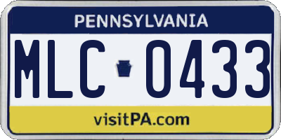 PA license plate MLC0433