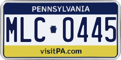 PA license plate MLC0445