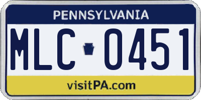 PA license plate MLC0451