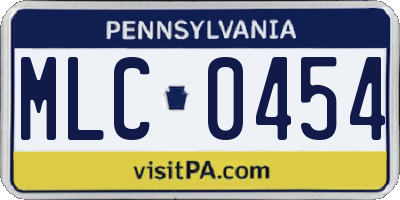PA license plate MLC0454