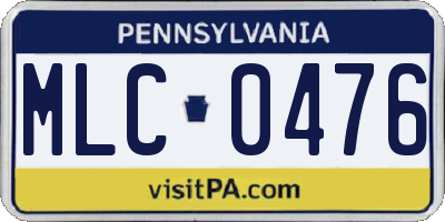 PA license plate MLC0476