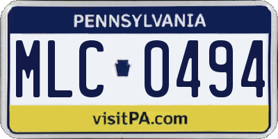 PA license plate MLC0494