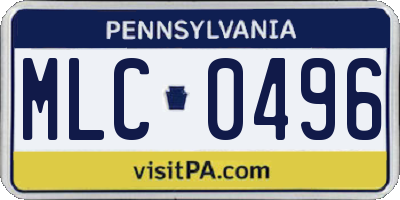 PA license plate MLC0496