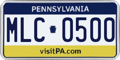 PA license plate MLC0500