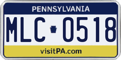 PA license plate MLC0518
