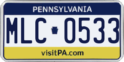 PA license plate MLC0533