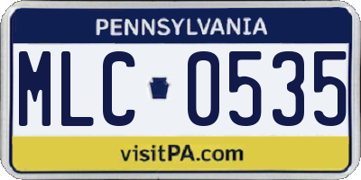 PA license plate MLC0535