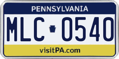 PA license plate MLC0540