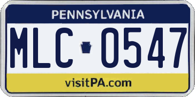 PA license plate MLC0547