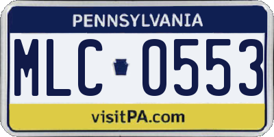 PA license plate MLC0553
