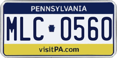PA license plate MLC0560