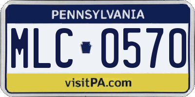 PA license plate MLC0570