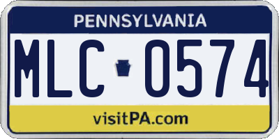 PA license plate MLC0574
