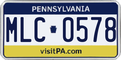 PA license plate MLC0578
