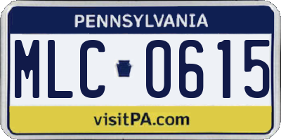 PA license plate MLC0615