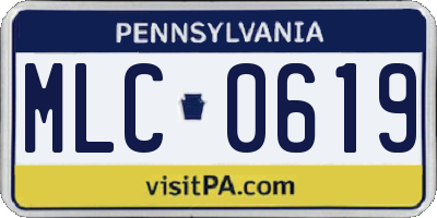 PA license plate MLC0619